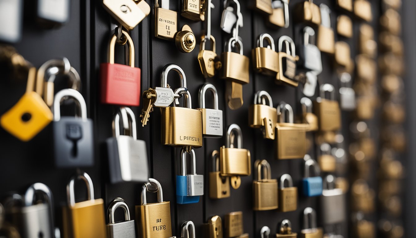 A variety of locks displayed with labels and arrows pointing to key features