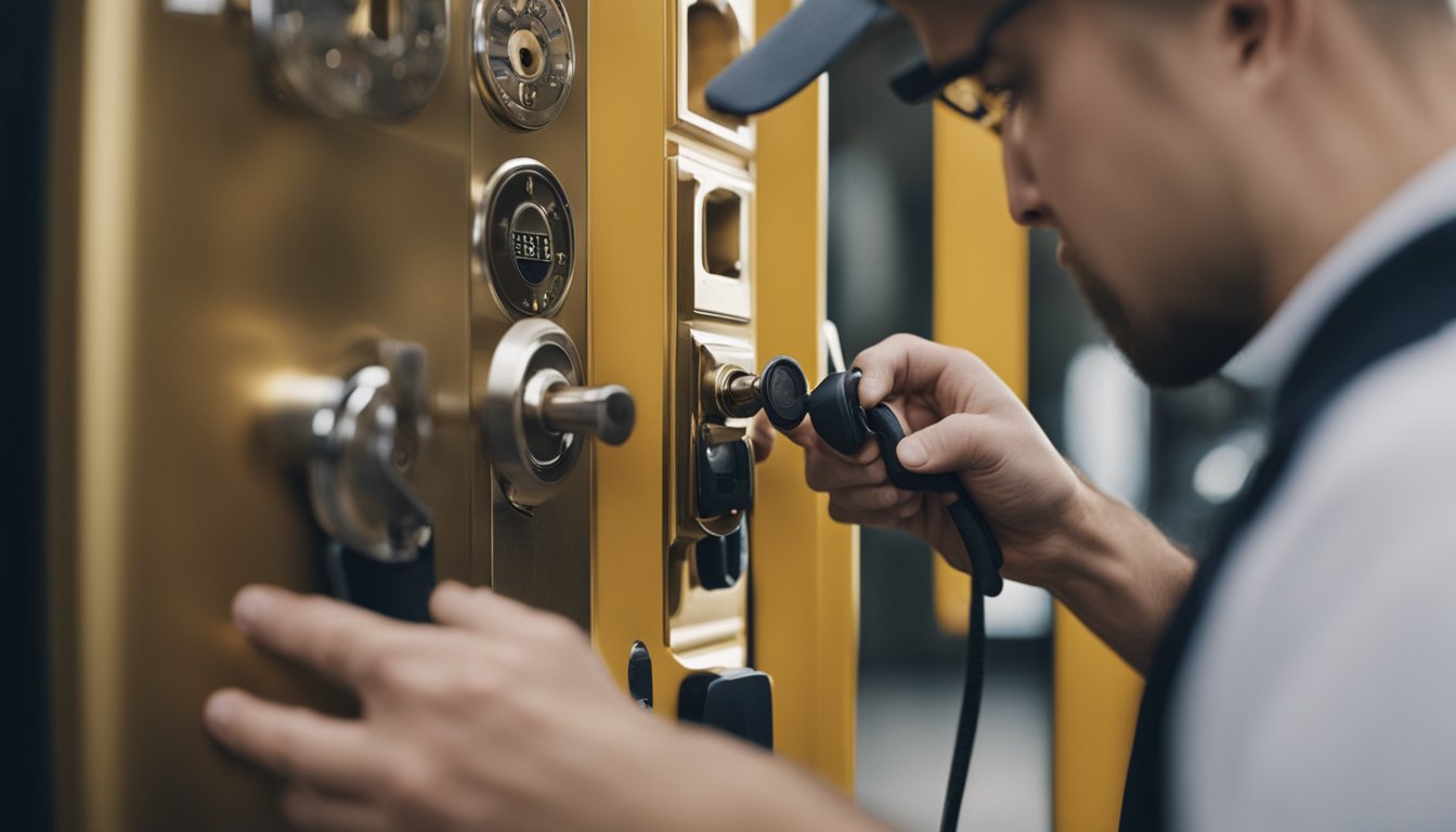 A locksmith carefully oils and cleans a lock, avoiding common maintenance mistakes