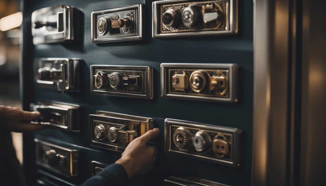 A person browsing through various safes, examining different sizes and features before making a decision