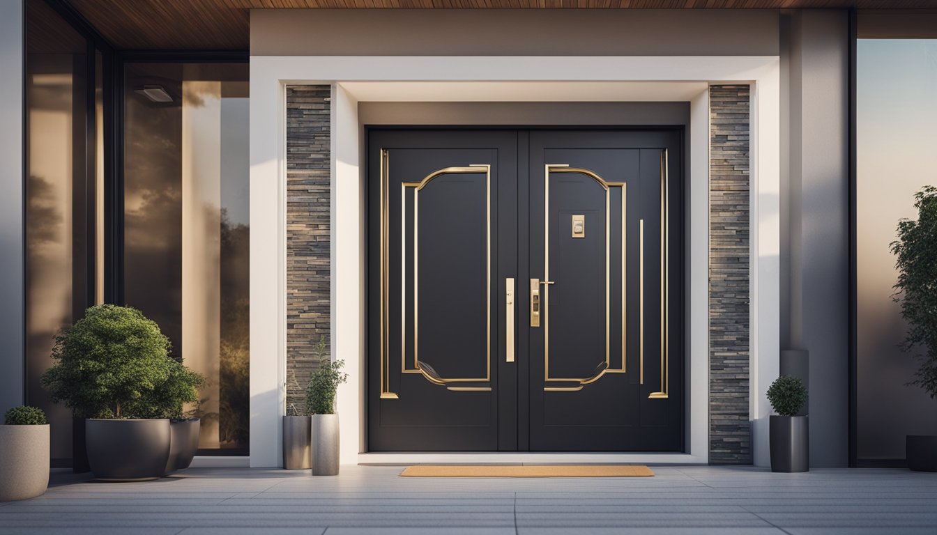 A modern home with a creative door security system, featuring innovative and stylish designs